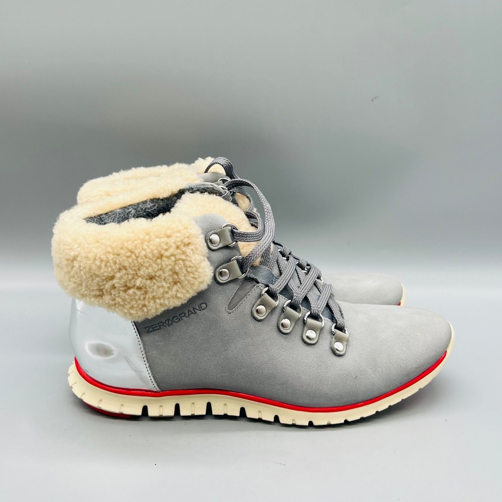 Cole Haan Boots Womens 6.5 Gray Zerogrand Waterproof Faux Shearling Winter Shoes
